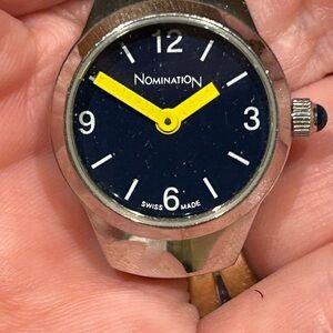 Nomination Italian Charm Round Black W/yellow dial watch face(charms separate)